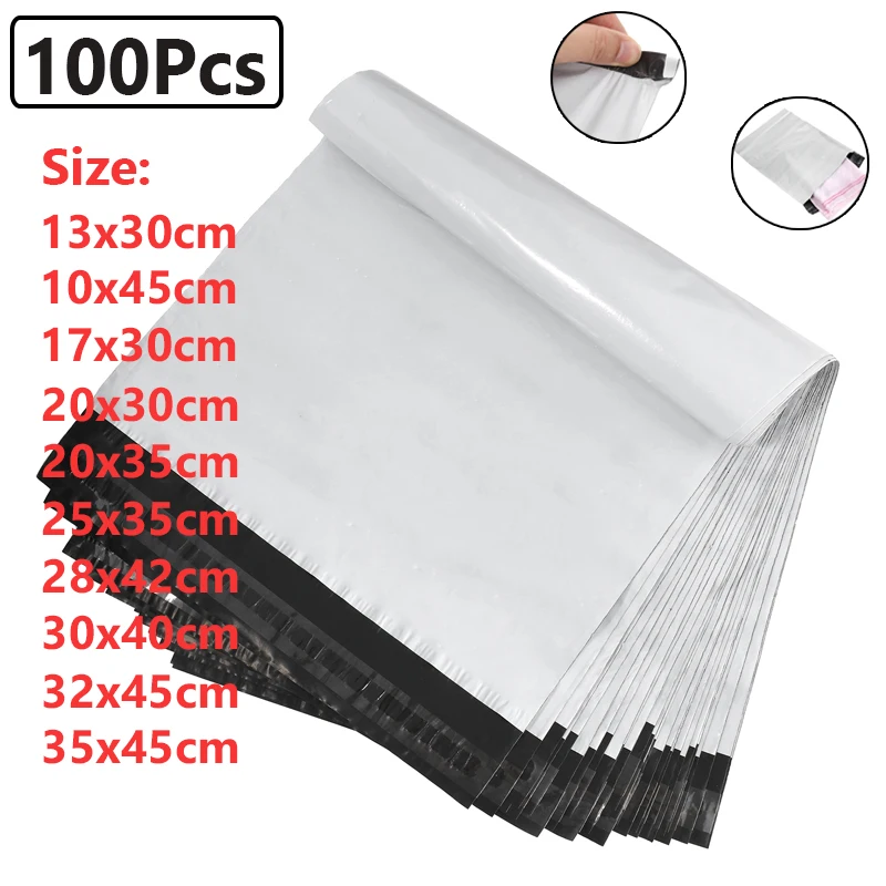 

100Pcs Courier Bags Express Envelope Storage Bag Self-adhesive Sealing PE Plastic Bag Transport Packaging Shipping Bags