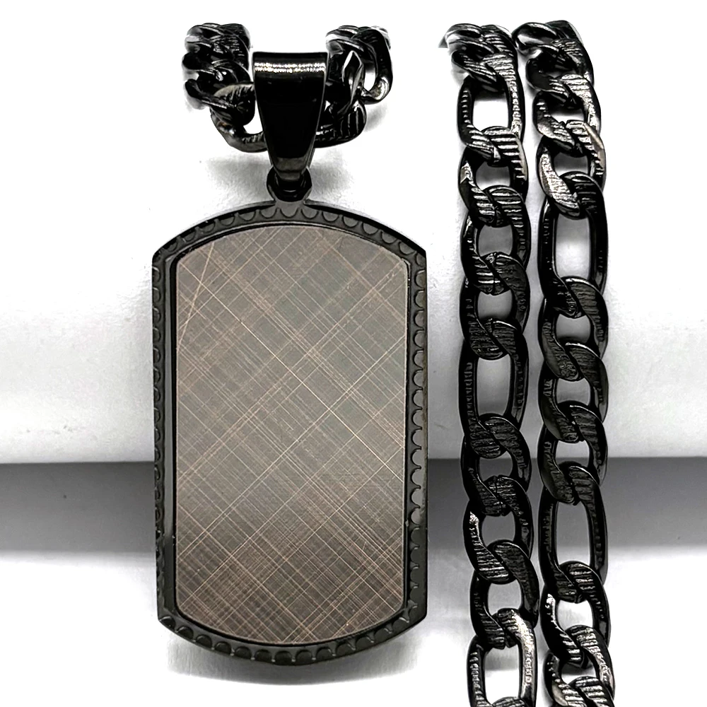 الكلاسيكية الفولاذ المقاوم للصدأ الكلب علامة مربع قلادة قلادة للرجال صديقها أسود فضي اللون الهيب هوب كوبا سلسلة مجوهرات هدية #4