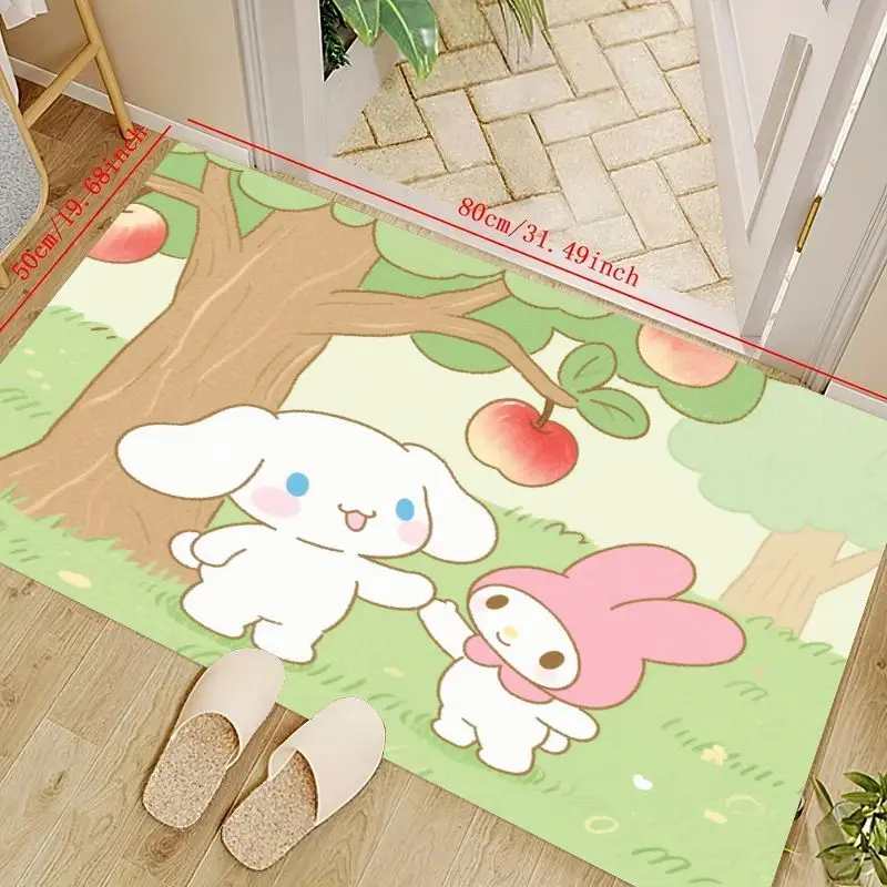 

1 шт. Kawaii Cinnamoroll My Melody напольный коврик, милый мультяшный аниме-стиль 50x80 см (19,68x31,49 дюйма), коврик для двери, лесной порошок яблока
