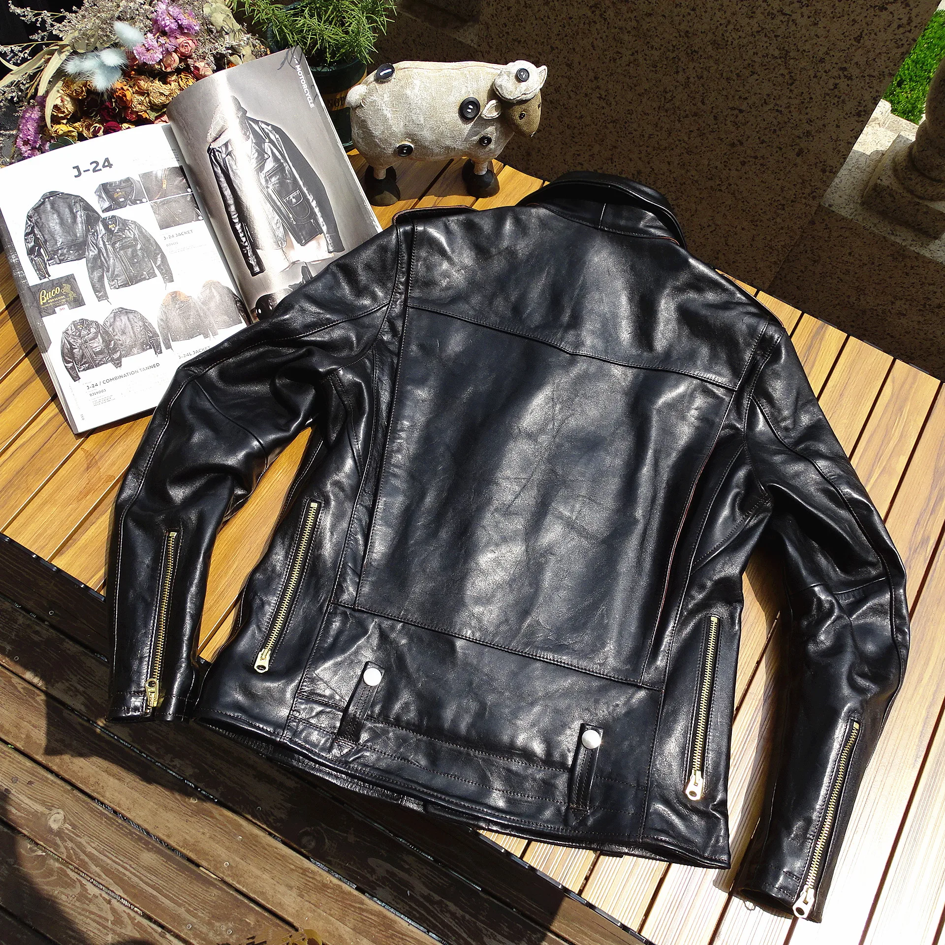 Men’s J-24 Leather Jacket Biker Style Winter Outwear