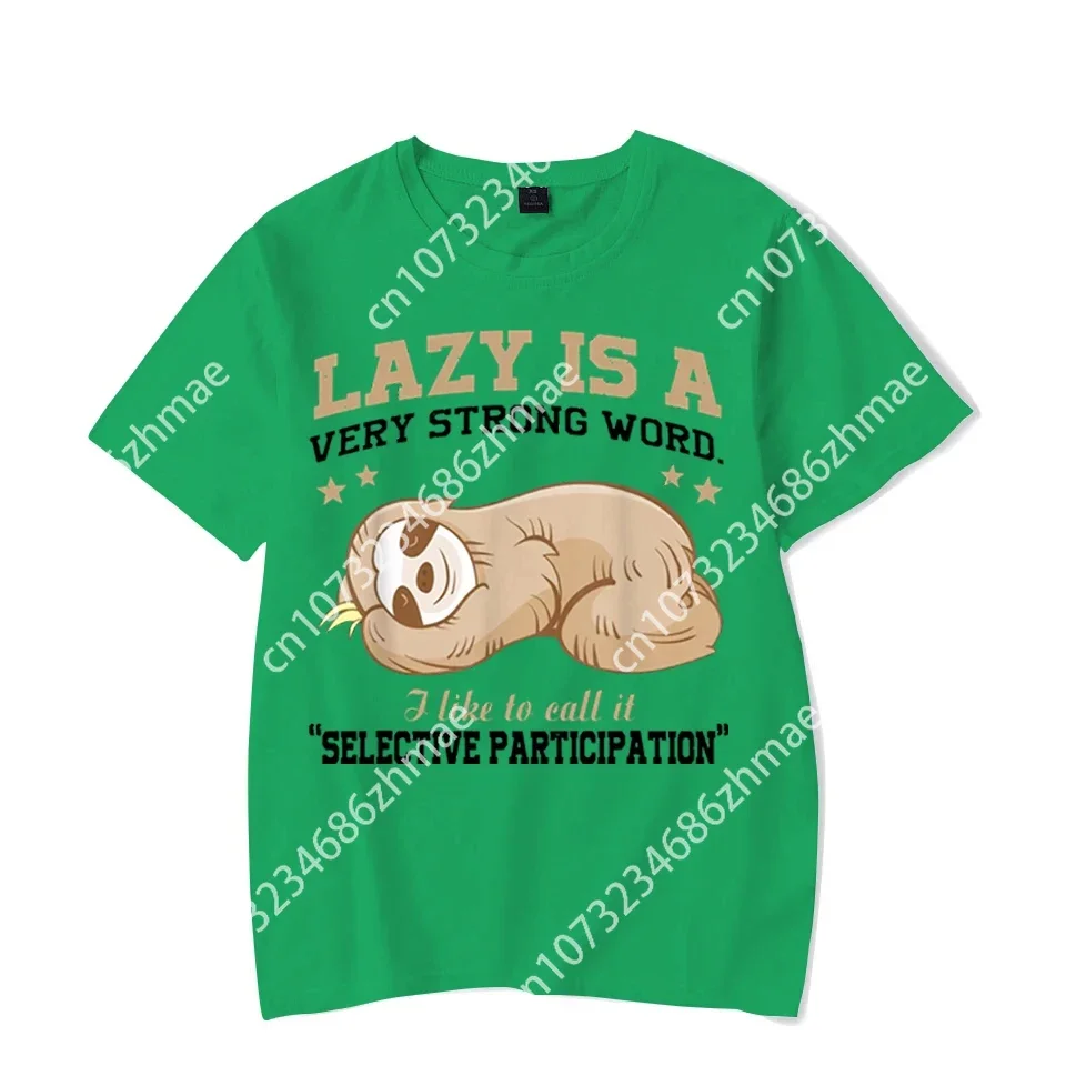 Funny Lazy Sloth Men's T-shirts Lazy Is A Very Strong Word Graphic Tee Shirt Men Short Sleeve Tshirt Top Vintage Hip Hop T Shirt