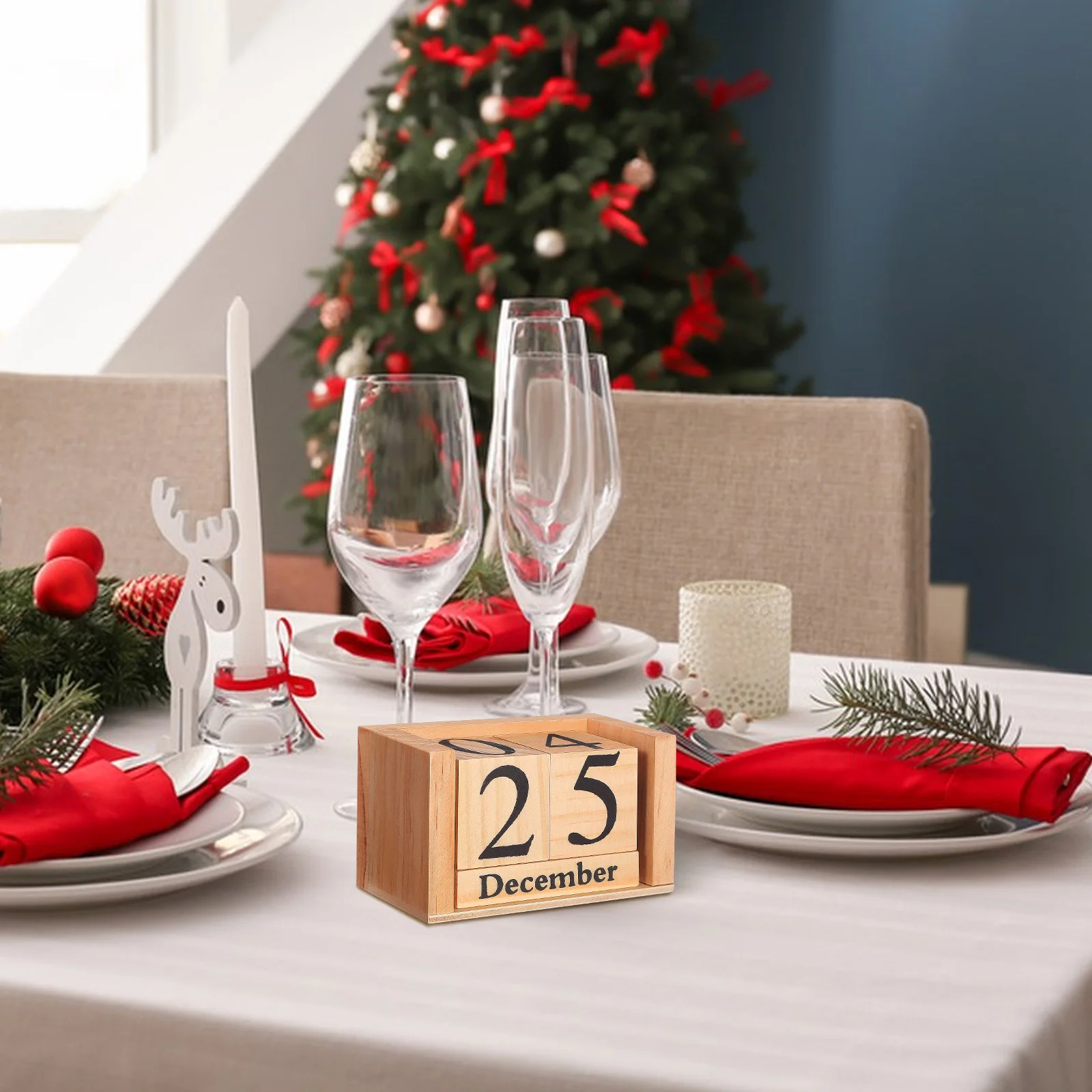 

Wooden Calendar Blocks Elegant Table Decor Perpetual Design Household Office Accessory Gift Wooden Calendar Blocks