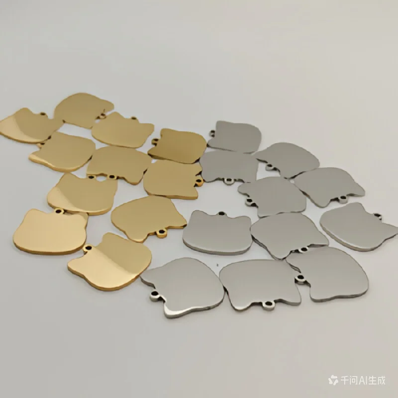 

Stainless Steel Pet Tag Laser Engraving Material GoldSilver Color Cat Shape with Outer Hole for Cats