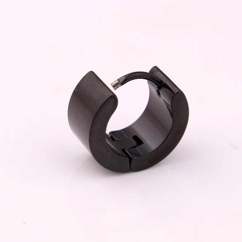 Hot Sale Fashion Cool Men Women Punk Small Hoop Earrings Color Gold Black Titanium Steel Wide 6mm Hoop Huggie Earrings Jewelry