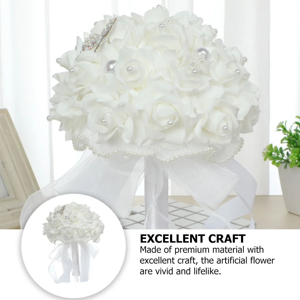 

Pearl Bridal Bouquet Artificial Wedding Decorative Holding Flower For Bride Wedding Supplies Photography Props Simulation Flower
