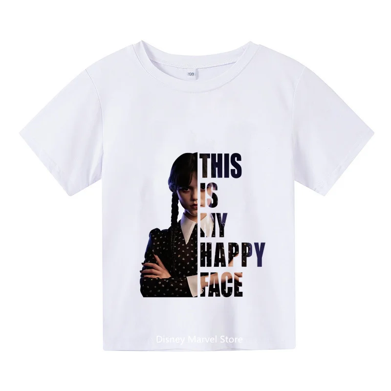 

2024 T-shirt Hot Movie Wednesday Adams Boys Girls Student Summer casual fashion Harajuku round neck T-shirt Kids T-shirt clothes