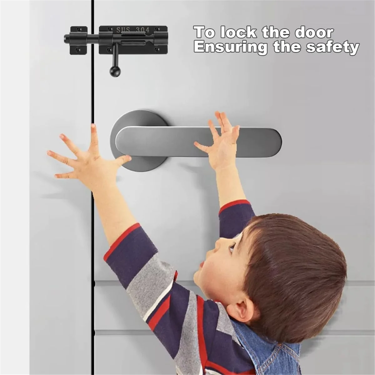ABNJ Barrels Bolt Door Latch with Padlock Hole, 304 Stainless Steel Slide Door Lock, 4 Inch Matte Black, 2 Pack