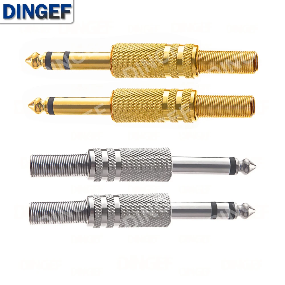 2PCS 6.35mm/6.5mm 2Pole Mono Amplifier Plug 6.35 Stereo Metal Microphone jack plug-in Audio Connector for KTV