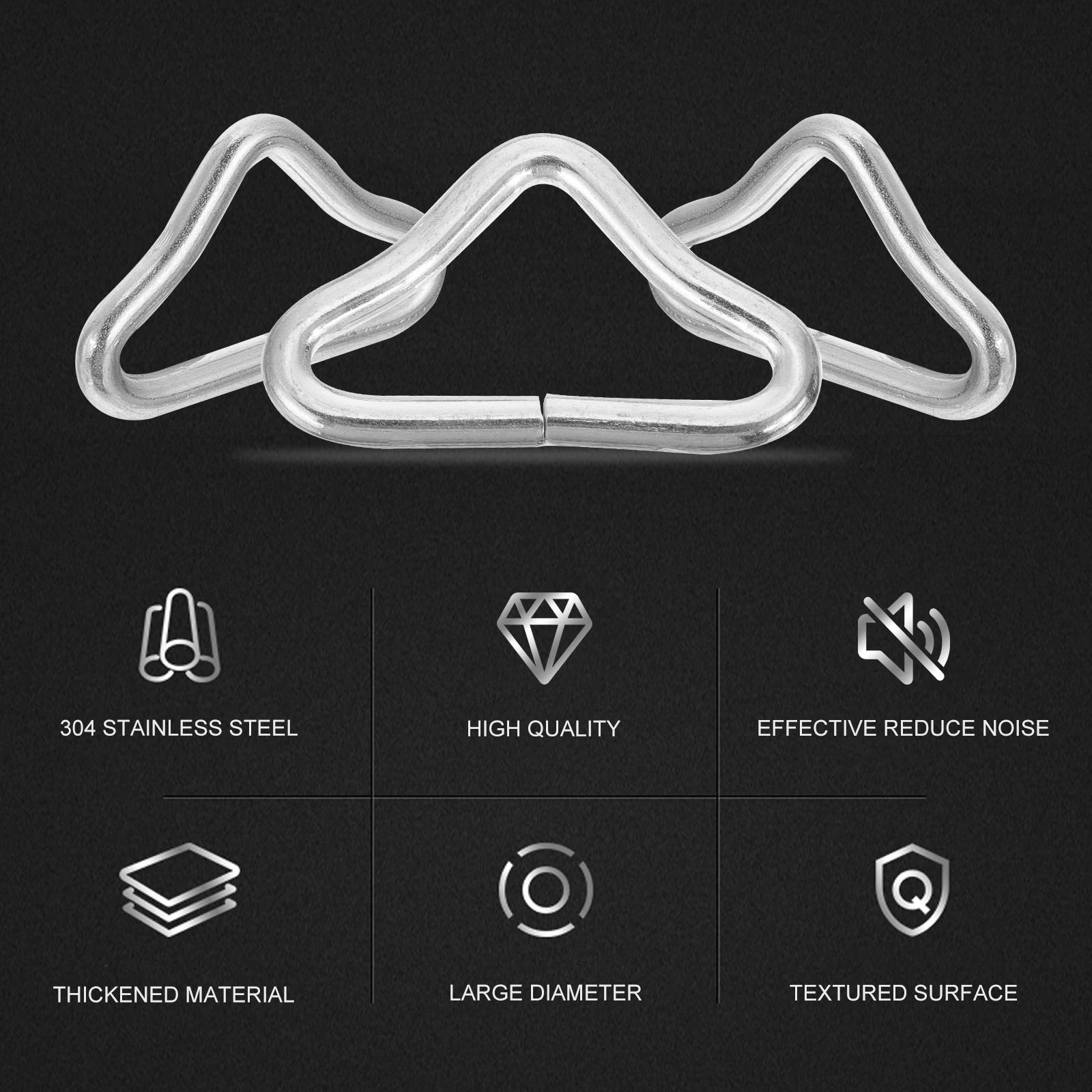 

40pcs Triangle Ring Buckles 4.5mm Zinc Plated Steel Corrosion Resistant Hardware for Bags Handbags Belts Crafts Kitchen