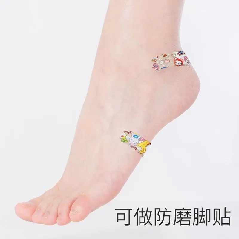 120pcs Cartoon Band Aids Cute Waterproof Breathable Hand Protection Wound Aids Transparent Anti Wear Feet Plaster