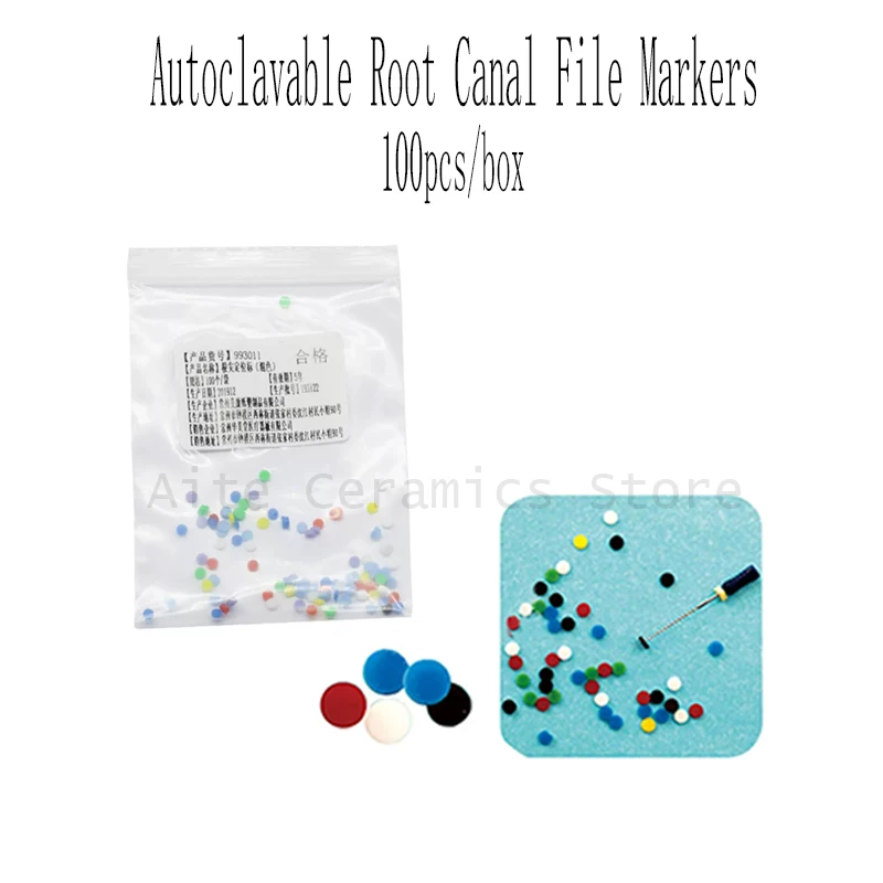 100pcs Mix Color Dental Endo File Silicone Stops - Autoclavable Root Canal File Markers & Length Gauges