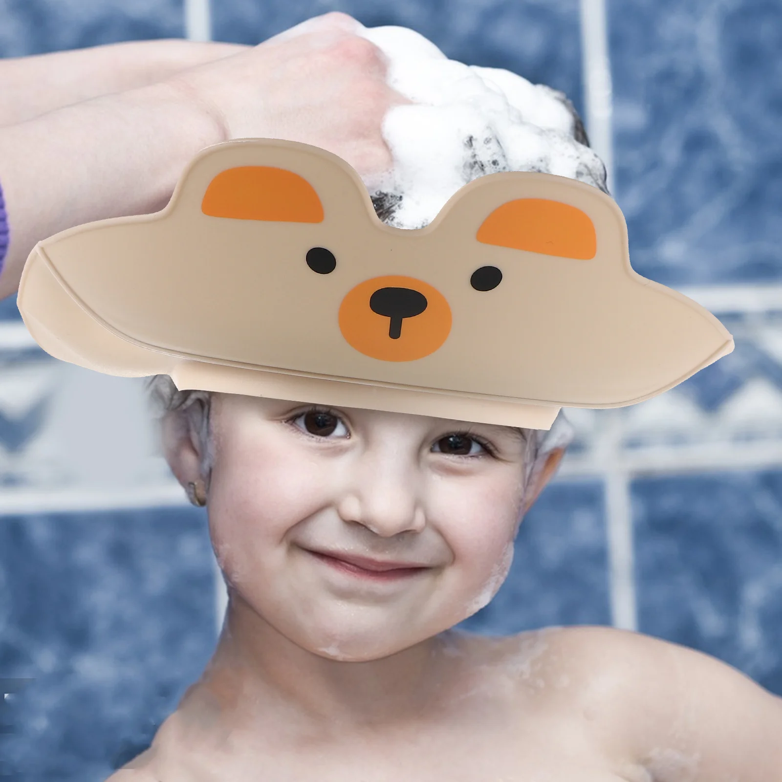 Gorro de ducha impermeable ajustable para bebé, bonito diseño de dibujos animados, protector para lavado de cabello, sombrero, visera de baño para niños pequeños, protección para los oídos