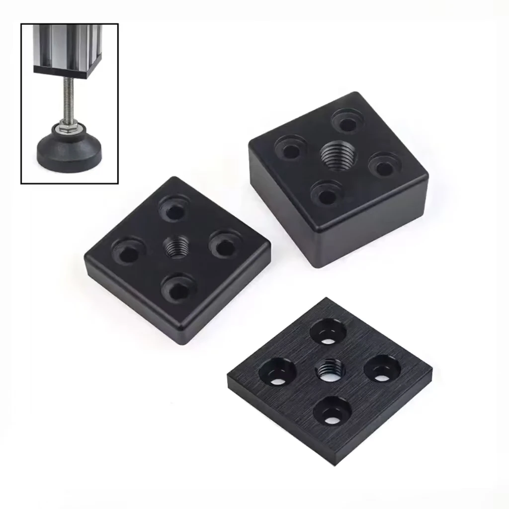 4Pcs Center Threaded Foot Plate for 4040 V-Slot Aluminum Profiles Foot Pad Support Wheels Mount Connector Threaded Foot Plate