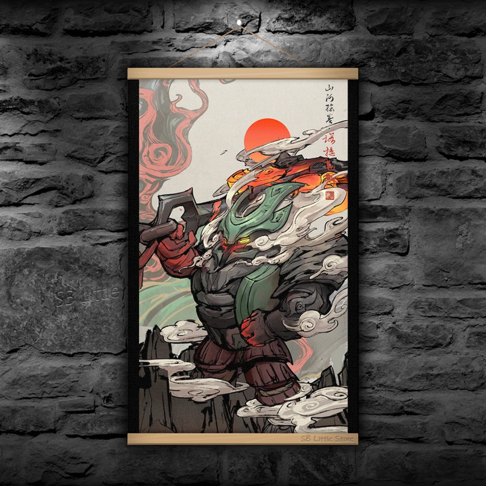 Shan Hai Scrolls LOL Game League Legends Jhin Nautilus japan Chinese Art Painting Poster  Decorative Tapestry Design Wall