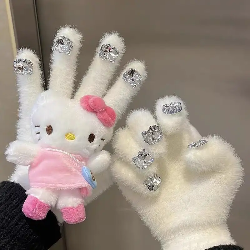 hellokitty-water-diamond-plush-gloves-cartoon-kawaii-plush-gloves-doll-girl-heart-warm-knitted-five-finger-gloves-christmas-gift