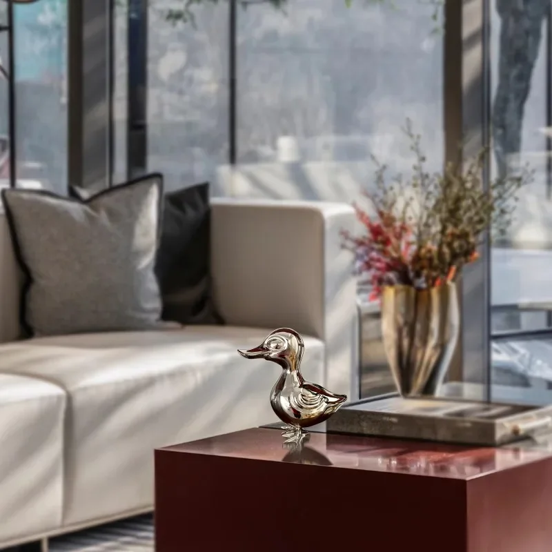 【Popular】Modern Home Decor Metal Craft Animal Stainless Steel Duck Sculpture Factory Mirror Polishing izable Colors