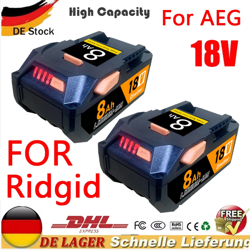 For AEG 18V Battery 6.0AH Lithium-Ion Battery For RIDGID R840087 R840085 L1815R L1850R L1830R R840083 Series Cordless Power Tool