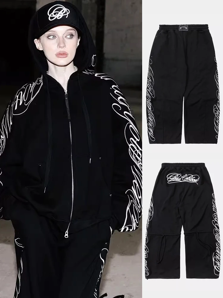 

Ретро американские пряные девушки с вышивкой, повседневные брюки, свободные прямые длинные брюки для женщин, повседневная одежда