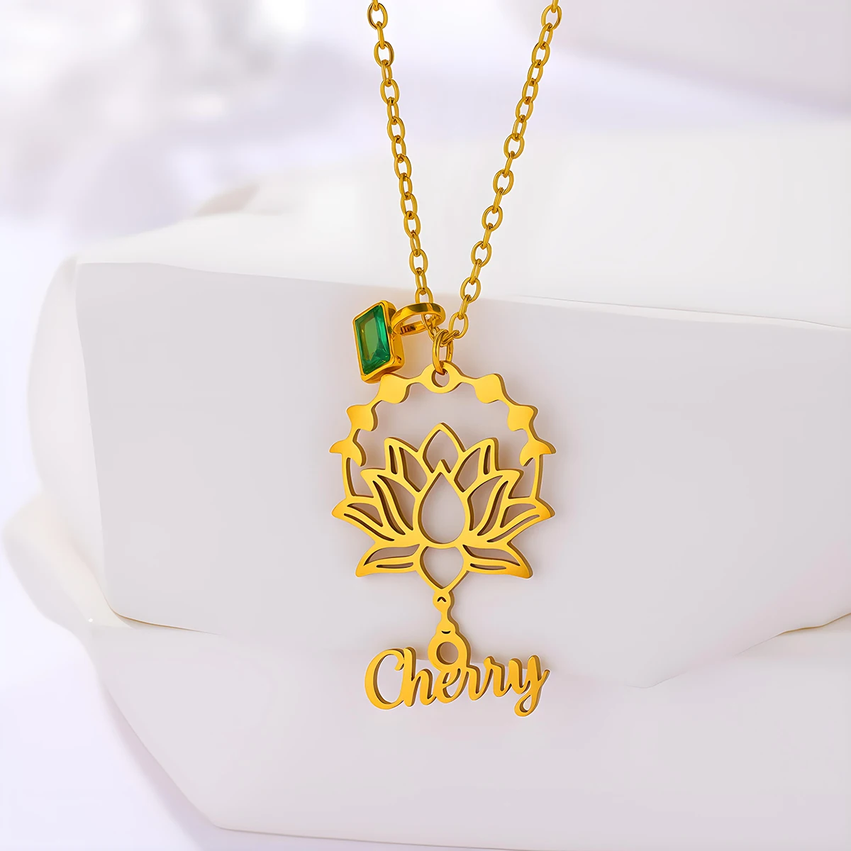 Todorova Custom Name Golden Lotus Flower Necklace for Women Girl Stainless Steel Yoga Spiritual Amulet Clavicle Choker Jewelry