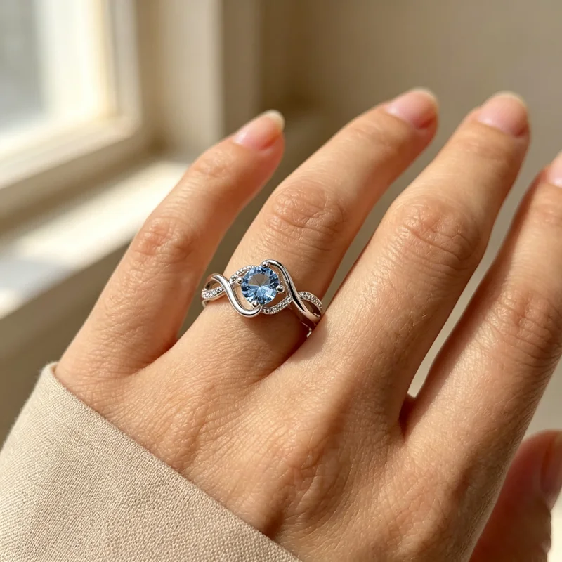 925er Sterlingsilber, bezaubernder blauer Zirkonia-Ring für Frauen, exquisiter Hochzeitsring, hochwertiger Verlobungsring, heiß begehrter edler Schmuck. – Detail 3