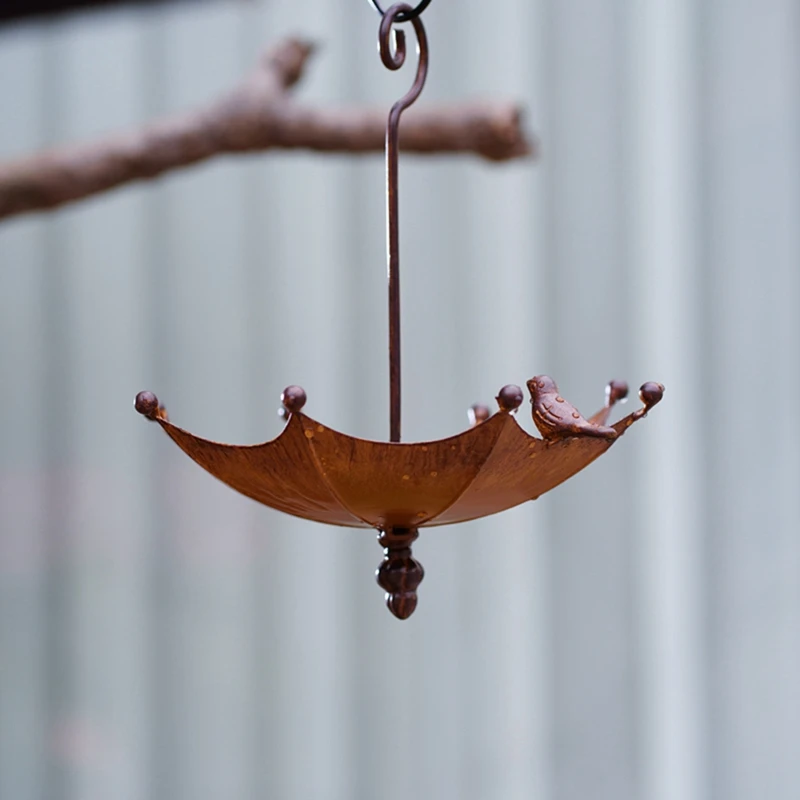 Umbrella-Shaped Hanging Bird Feeder Tray For Outdoors Metal Bird Bath Pond Or Drinker