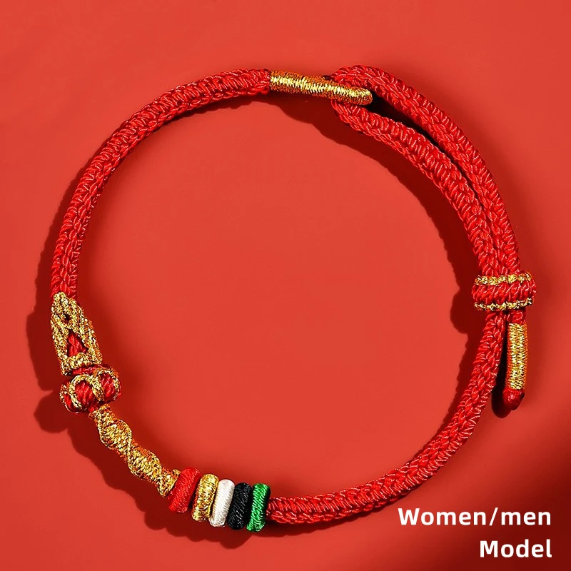2025 Snake Tai Sui Red Rope Bracelet for Men and Women Couple Hand Rope Handmade Braided Rope Children\'s Amulet Guardian Jewelry