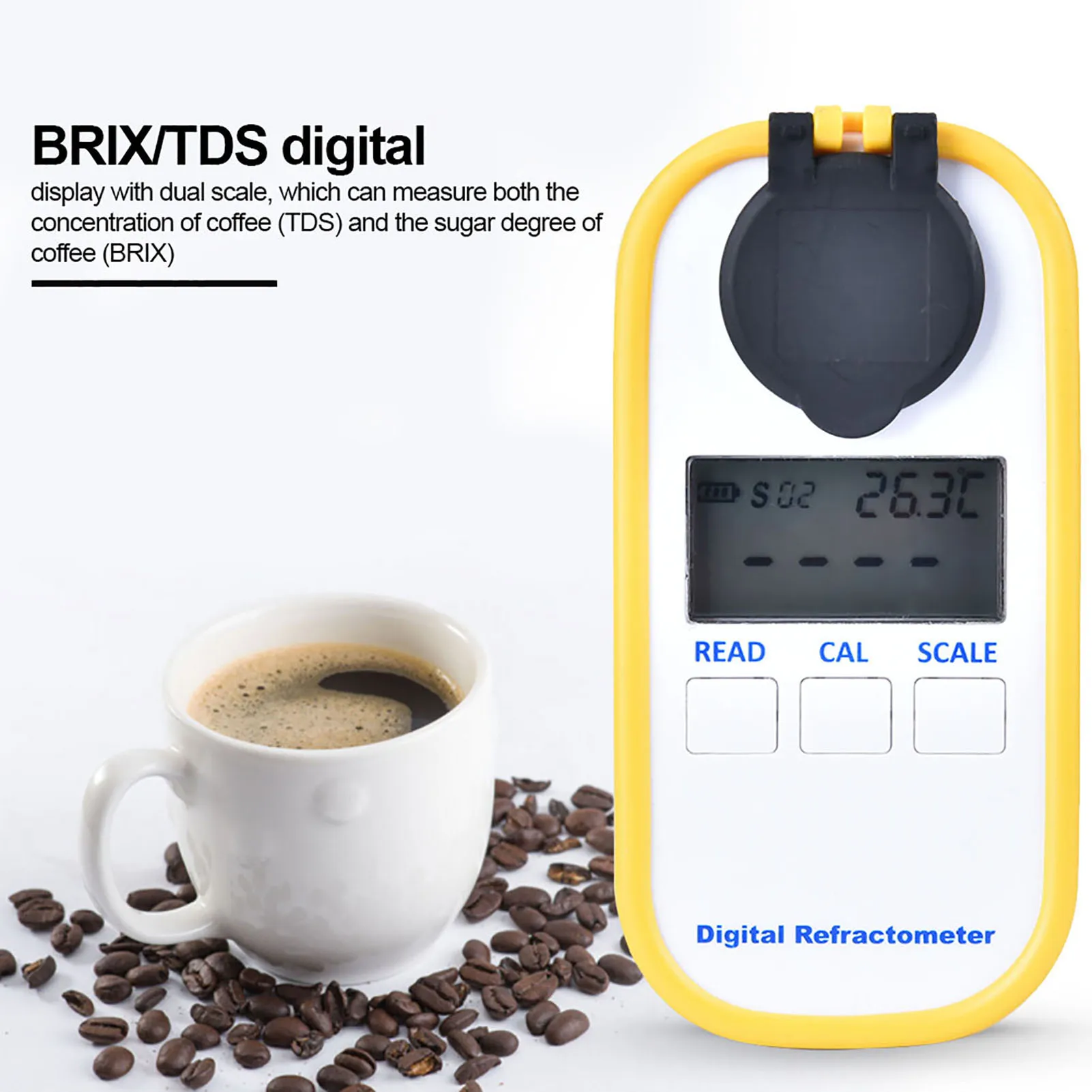 DR701 Digital Saccharimeter Coffee Concentration Meter Sugar Tester Brix / TDS Measuring Device for Home and Coffee Shop