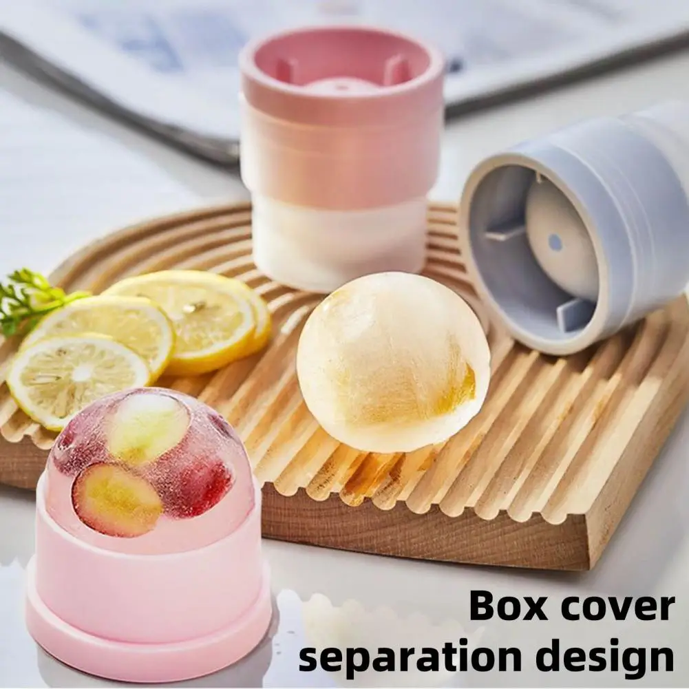 

4Pcs Ice Hockey Mold with Lids Easy Release Sphere Ice Cube Maker Stackable Non-stick Puck Mold for Whiskey Cocktails Bourbon