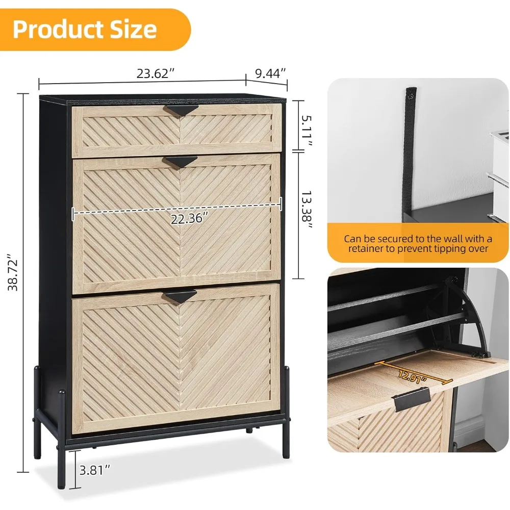 خزانة تخزين الأحذية النحيفة مع درجين للمدخل، منظم الأحذية قائم بذاته #2