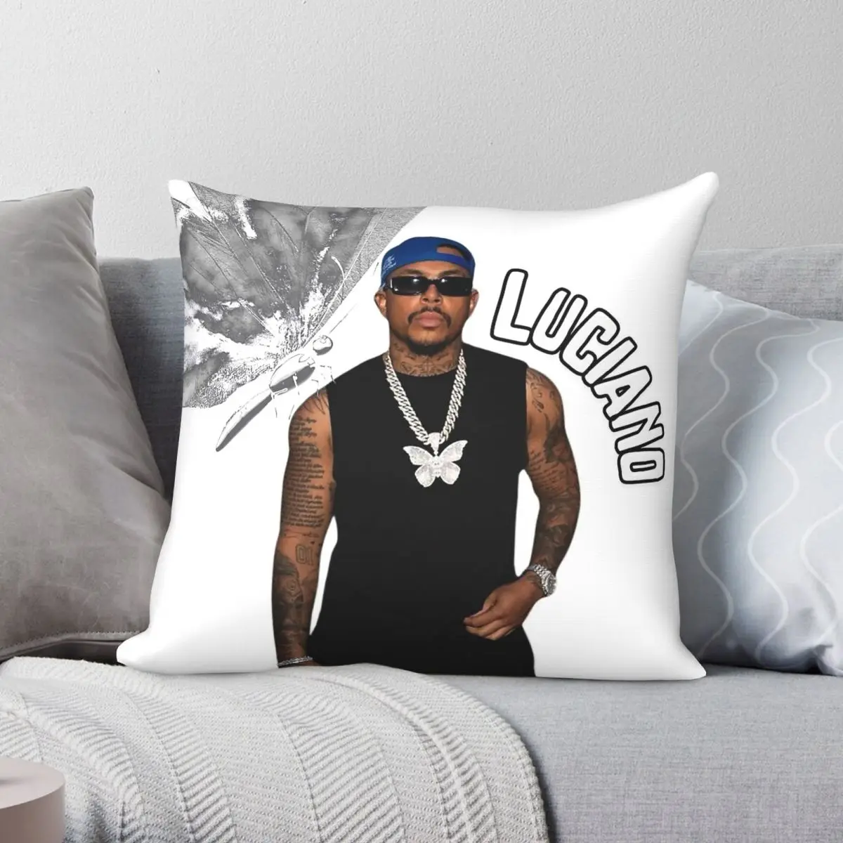 Luciano German Rap Square Pillowcase Polyester Linen Velvet Printed Zip Decor Pillow Case Sofa Cushion Cover