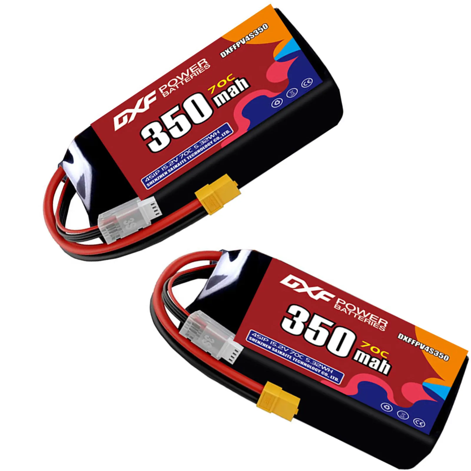Batterie Lipo 4s 350mAh 70C 15.2V avec prise XT30 XT60 JST pour avion RC hélicoptère quadrirotor FPV Drone de course pièces de rechange