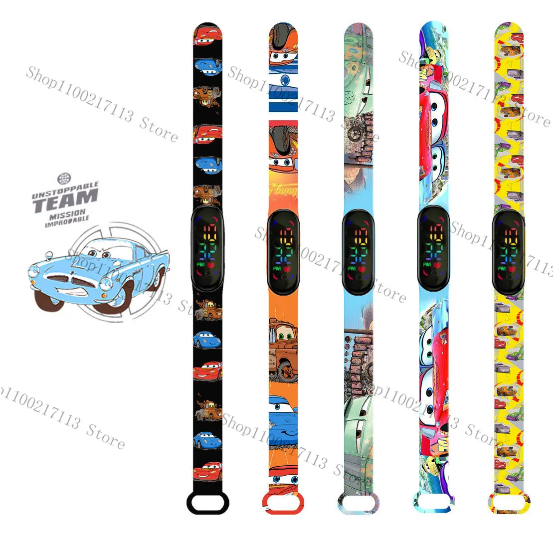 Disney Cars cartoon print kinderhorloge anime figuur De Autobots DIY LED Waterdichte Elektronische kinderhorloge verjaardagscadeautjes