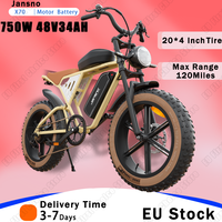 JANSNO X70 Electric Bike 750W Powerful Motor 48V34AH Dual Lithium Battery E Bike Adult City 20*4 Inch Fat Tire Electric Bicycle