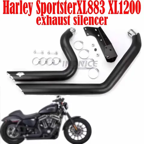 Harley iron 883 용 검정색 배기 머플러 Harley Sportster xl883 1200X48 72 750 배기 세트 xl 용 Shortshots 배기 파이프