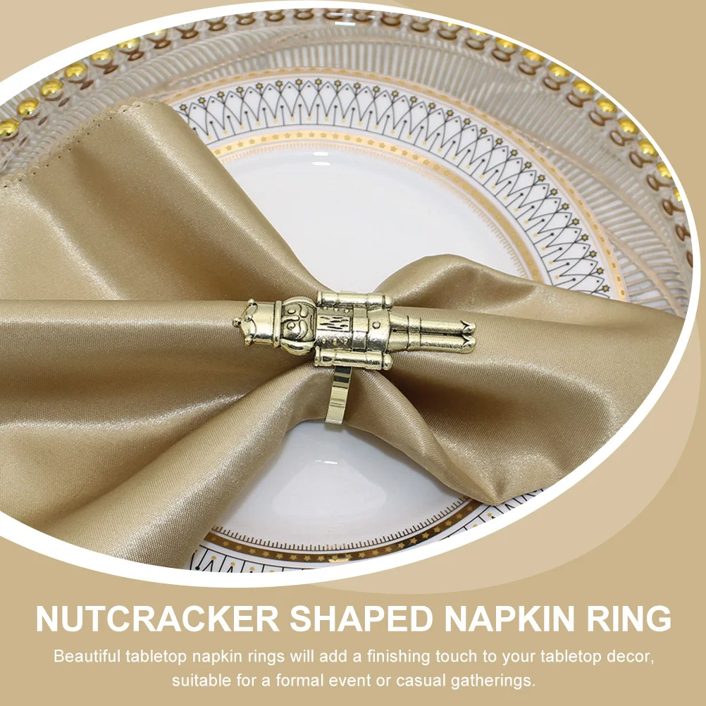 

2Pcs Exquisite Nutcracker Napkin Rings Suitable for Wine Bottles Cakes Bouquets Decoration Christmas Nutcracker Napkin Rings