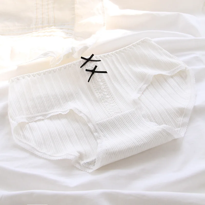 

new underwear 5pc/bag new cotton lovely middle waist briefs young princess girl panties white Teenagers Intimates students M -XL