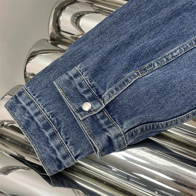 Women's jacket New winter 2025 single breasted slim fit hooded denim jacket Color blocking spliced cotton blend women's coat y2k