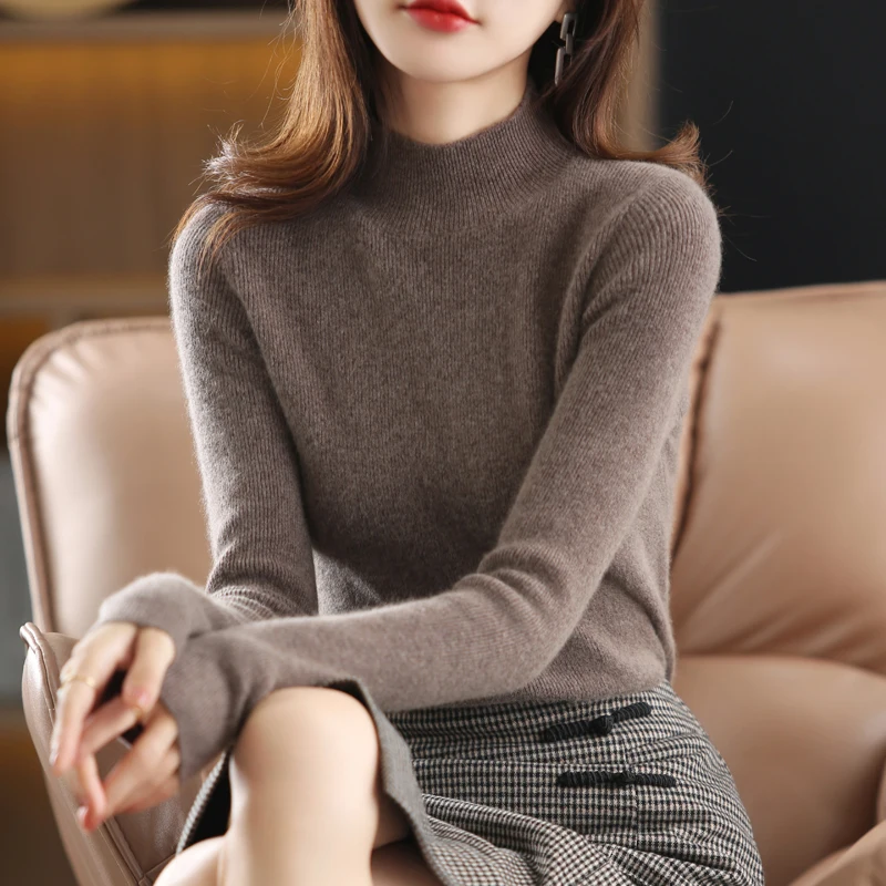 

Stunning f High Collar Women's Camere Long Sve Slim Fit Base irt Autumn Winter New Sle Tight Knit Sweater