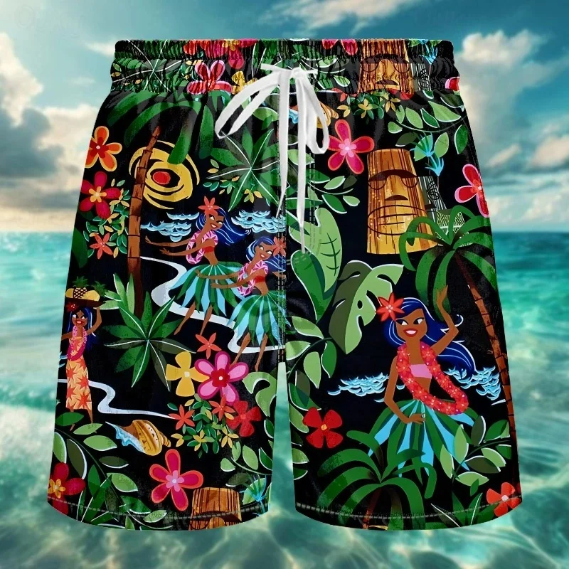 

3D Printed Tribal Gradient Beach Shorts For Men Plants Animals Pattern Short Pants Summer Hawaiian Casual Swim Trunks Streetwear