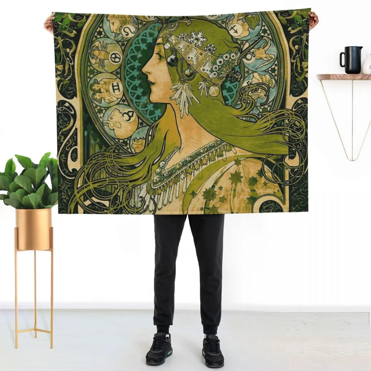 Mark - Emerald Green Alphonse Mucha Throw Blanket Kid'S christmas decoration halloween Plush Polar Blankets For Baby Blankets