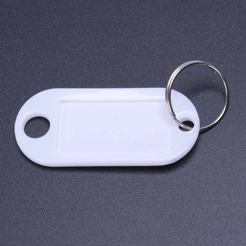 White Portable Plastic Key Fob Key Tag ID Labels 60 Pieces