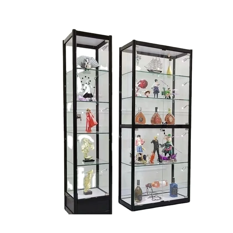 Custom. hot selling customized multilayer aluminum model toy storage display showcase cabinet glass display with light and