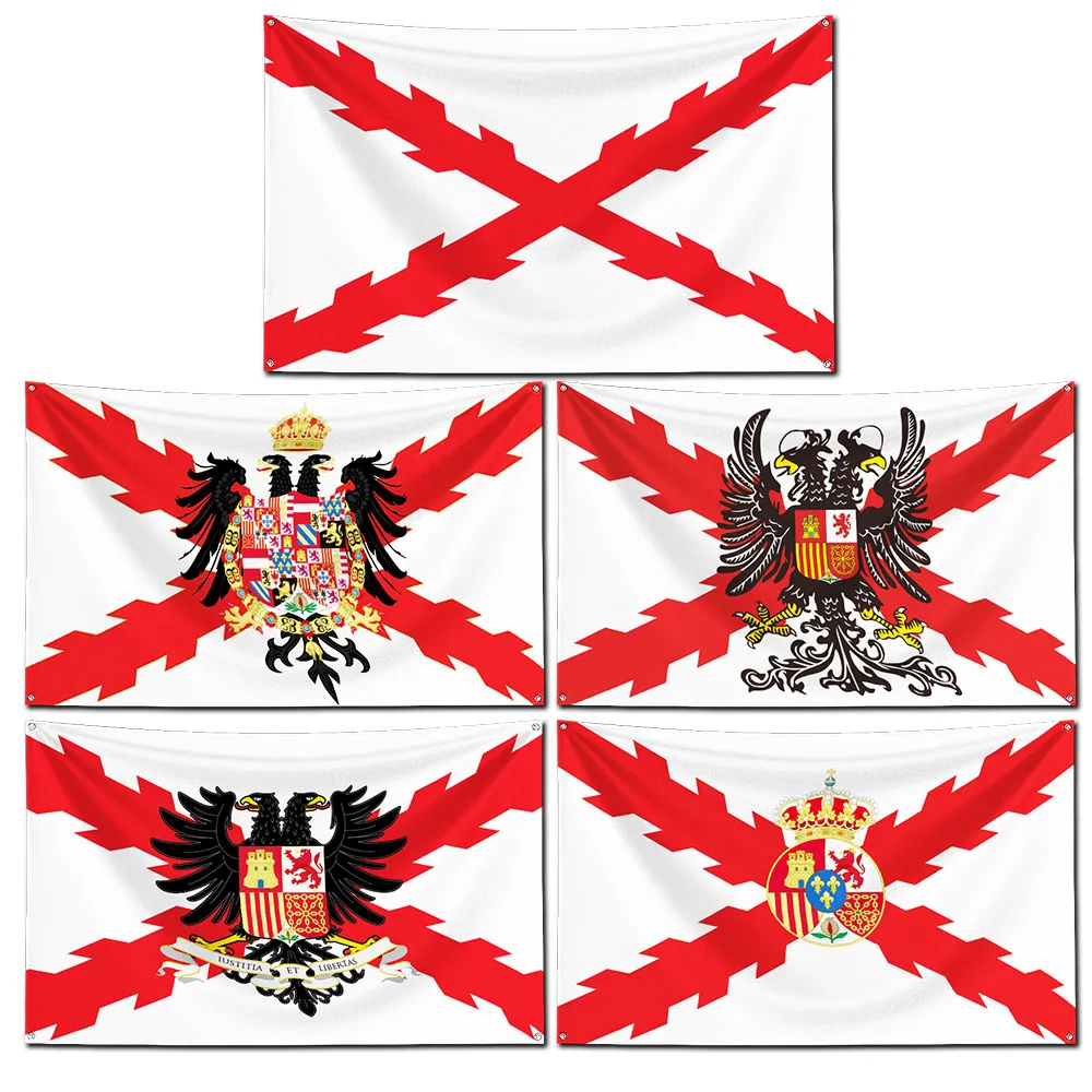 2024 Hiszpański Imperium Krzyż Burgundii Flaga 1506 Krzyż Burgundii z emblematem 90x150cm Hiszpania Banery Wystrój domu