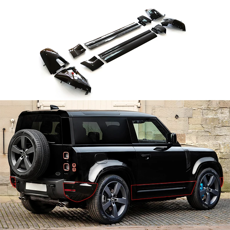 Car Black Door Panel Body Kit Edition Front and Rear Bumper Wrap Angle Door for Land Rover Defender 110 2020