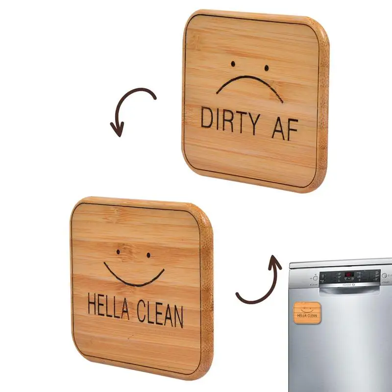 Dishwasher Sign Bamboo Dishwasher Magnet Reversible Dirty Clean Magnet Round Dishwasher Magnet Clean Dirty Sign Farmhouse Decor