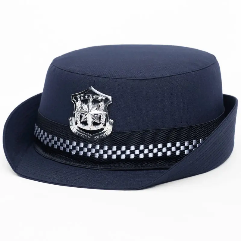 Women's rolled-up security guard hat Navy blue security cosplay hat