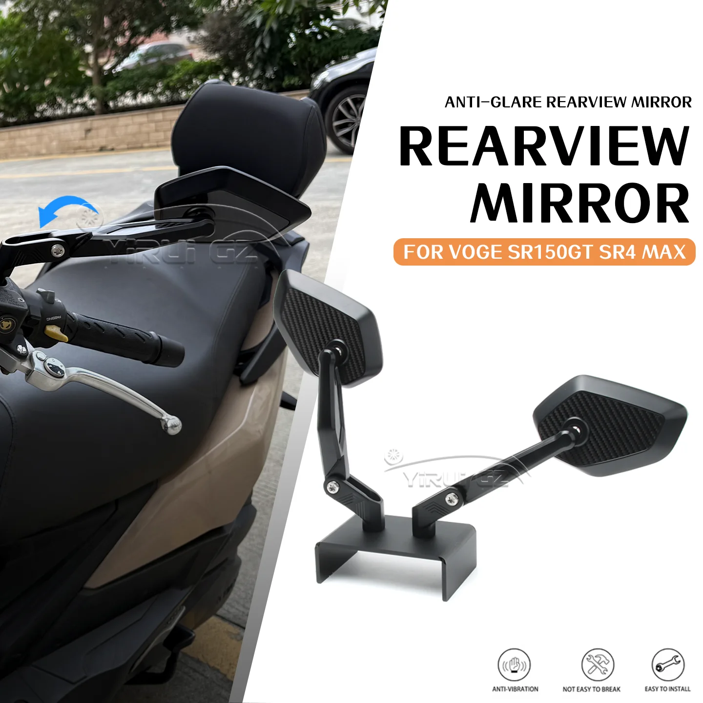 

Motorcycle rearview mirrors FOR VOGE SR150GT SR4 Max 2022- anti-glare mirrors Rearview Side Mirror Foldable mirrors rod SR 150GT