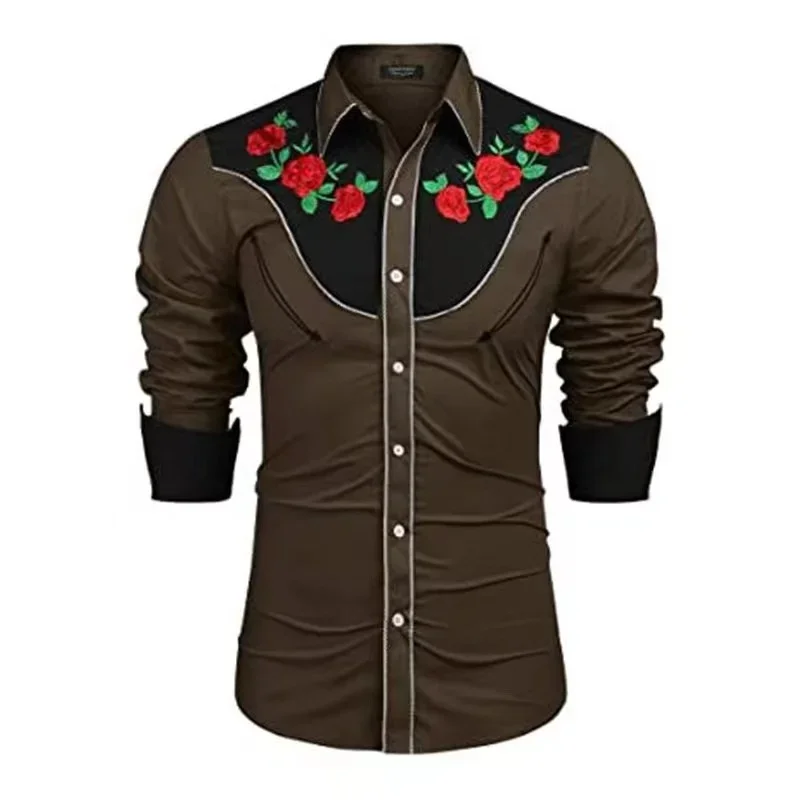 New's Ethnic Patterns Autumn Winter Suit Lining Men's High Quality Luxury Long Sleeve Shirt Button Casual Lapel Soft Comfortable