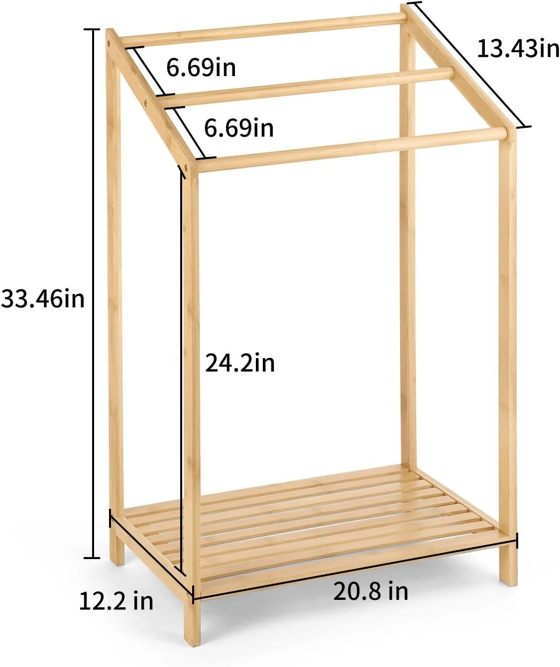 

HYNAWIN Freestanding Bamboo 3-Tier Towel Rack Beach Poolside Storage Shelf Hand Laundry Bath Towel Bottom Organizer Coat Stand