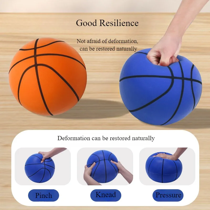 Kids Basketball Indoor Quiet Mute Bouncing Basketball No.7 24CM Lightweight Silent Foam Basketball Outdoor Sports Mute Sport Toy